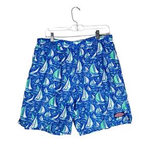 Vineyard Vines Blue and Green Sailboat Swim Trunks